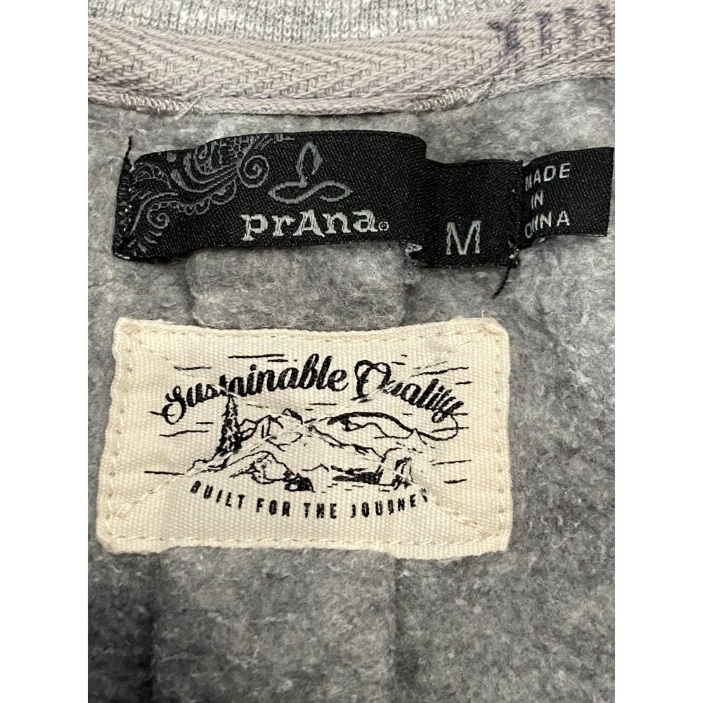prAna Cozy Up Sweatshirt M Womens Heather Grey Hemp Blend Raglan Pullover Eco - Picture 6 of 6